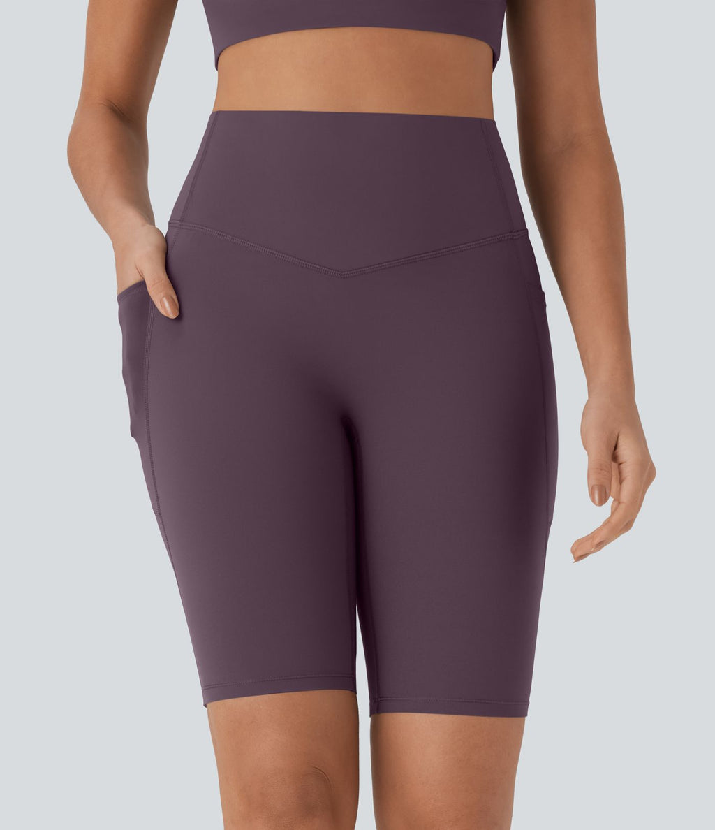 Short cycliste 22,8 cm d'entraînement gainant taille haute avec poches Halara UltraSculpt™