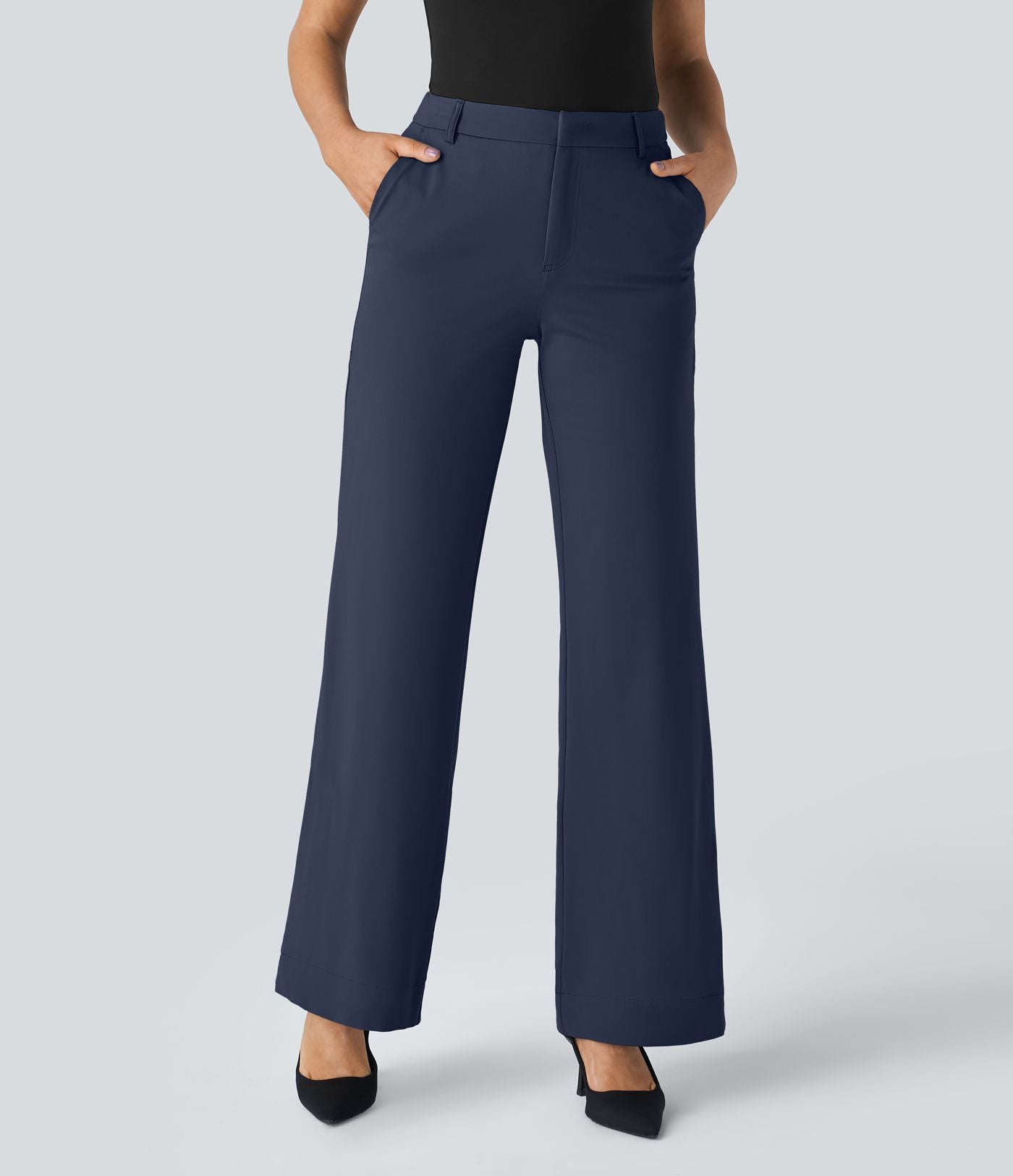 Pantalon de travail Halara Flex™ droit, taille mi-haute, avec poches