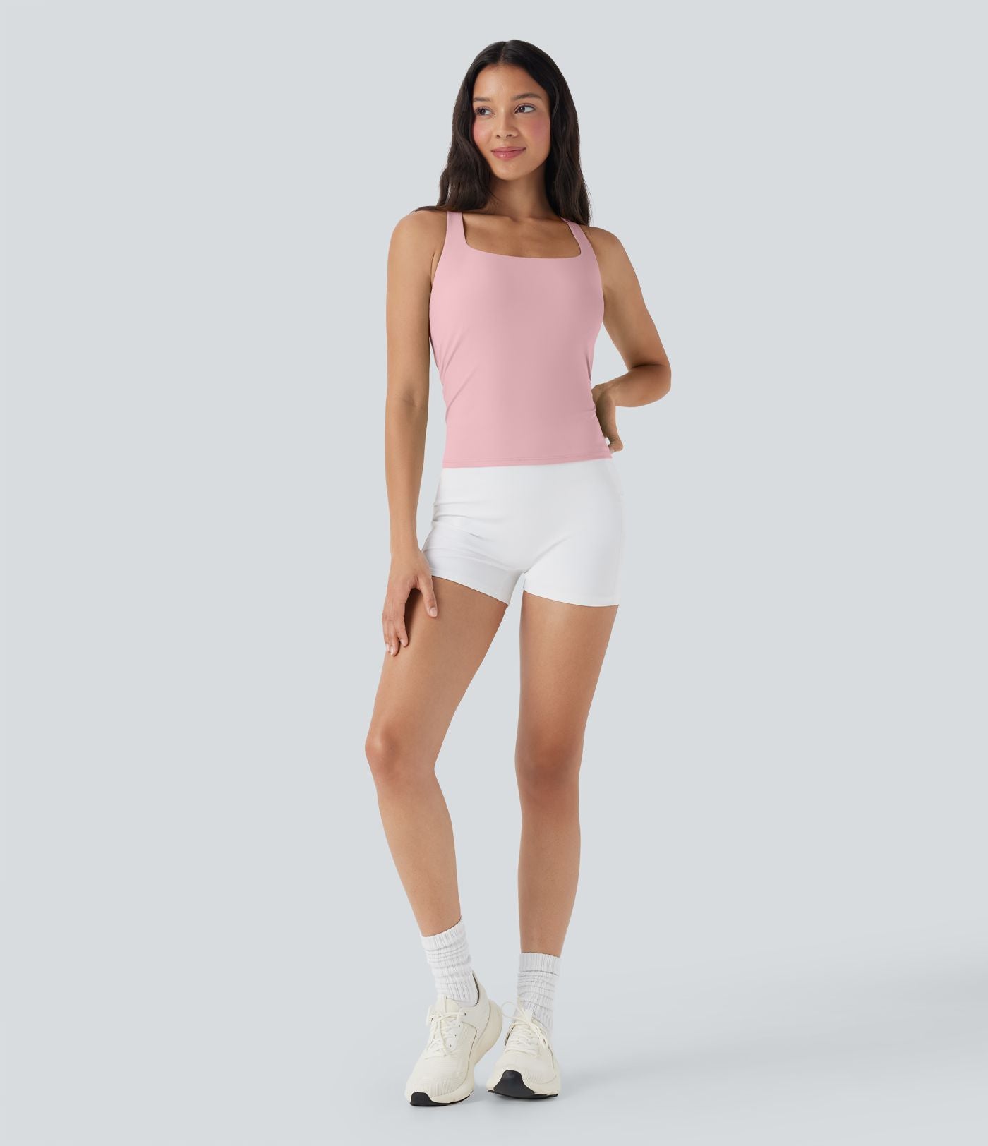 Débardeur de course crop top dos nu col carré bretelles croisées Softlyzero™ Airy Cool Touch - longueur rallongée - UPF50+