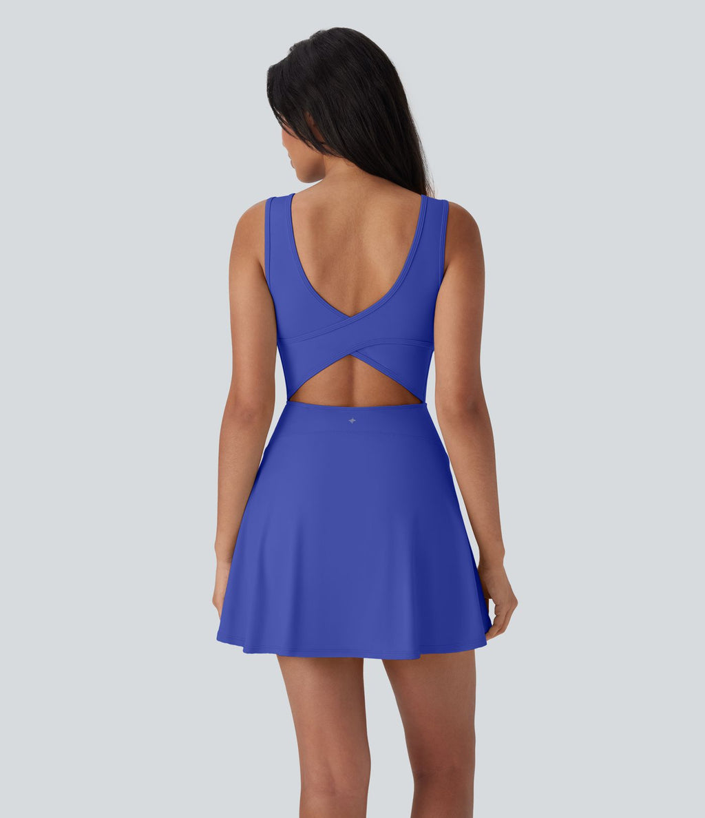 Robe SoftlyZero™ Airy de danse mini 2-en-1 dos nu, col U, bretelles croisées, poches latérales et effet frais InstantCool, accès facile Easy Peasy