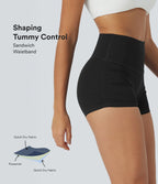 Short cycliste 6 cm de course gainant taille haute avec fronces et séchage rapide SoftlyZero™