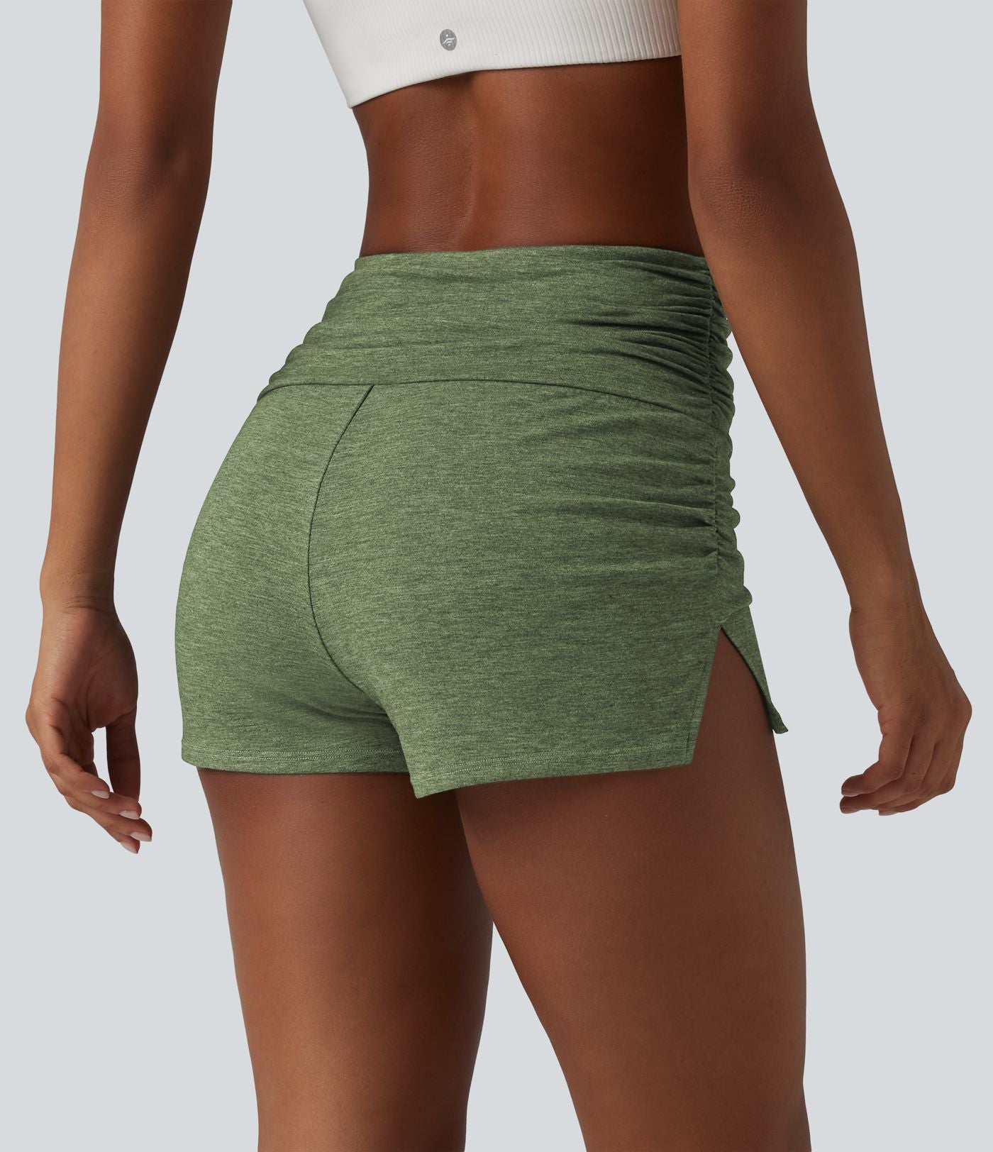 Short décontracté taille haute froncé avec sous-vêtement intégré 6,5 cm