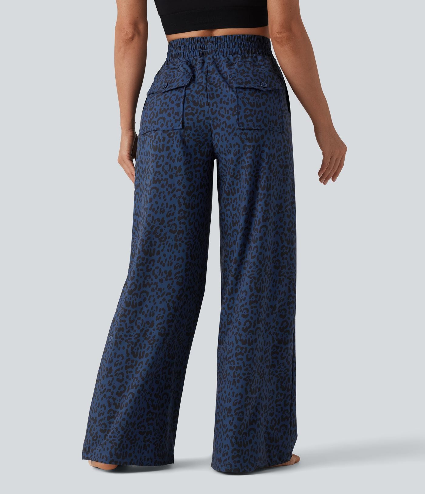 Pantalon danse taille mi-haute imprimé léopard avec poches