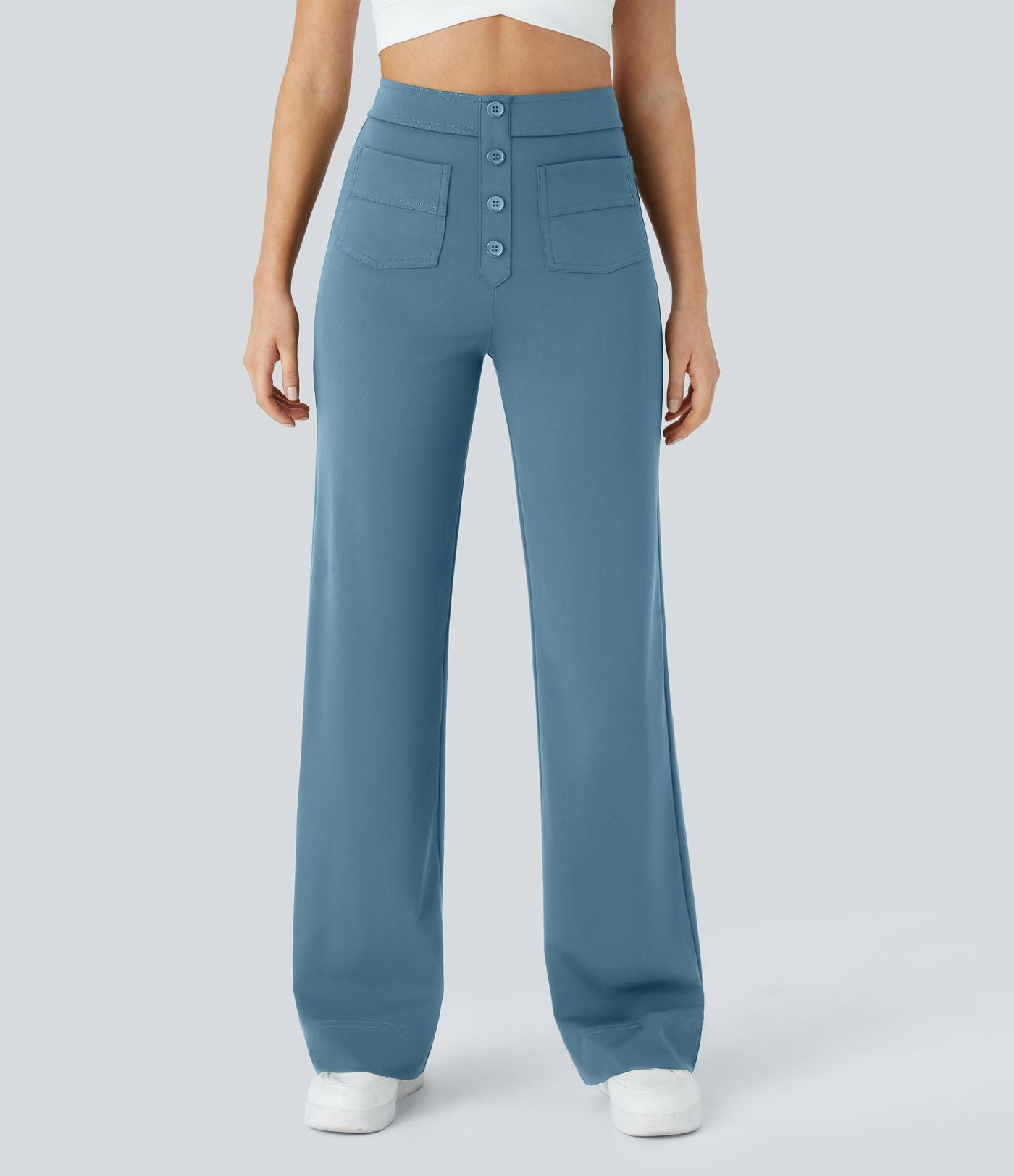 Pantalon taille haute coupe droite DayStretch avec poches
