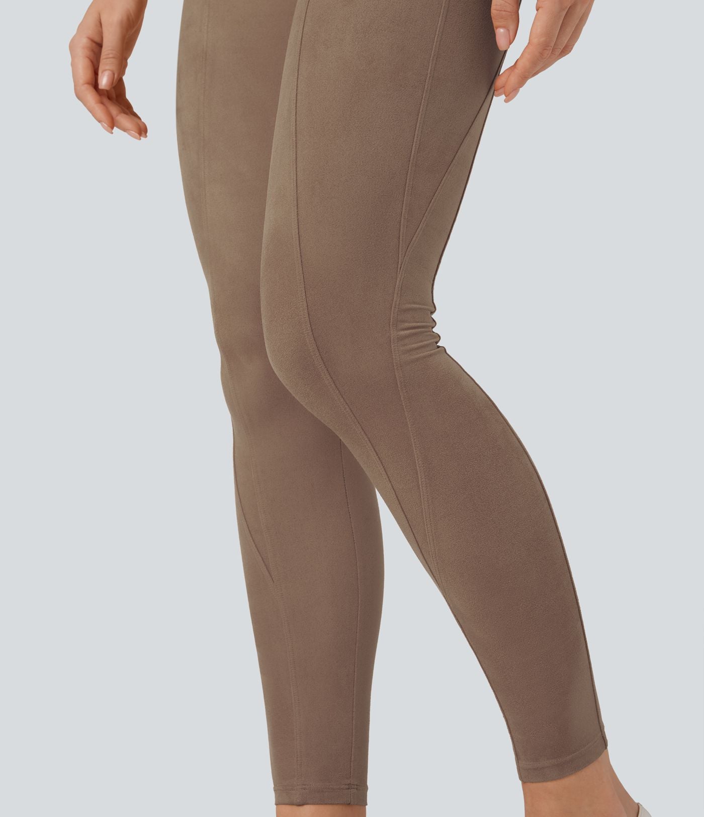 Legging décontracté 7/8 effet daim taille haute gainant avec poches