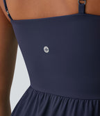 Breezeful™ Robe Casual 2 Pièces Dos Nu Haut Bas Poche Latérale Fluide Séchage Rapide