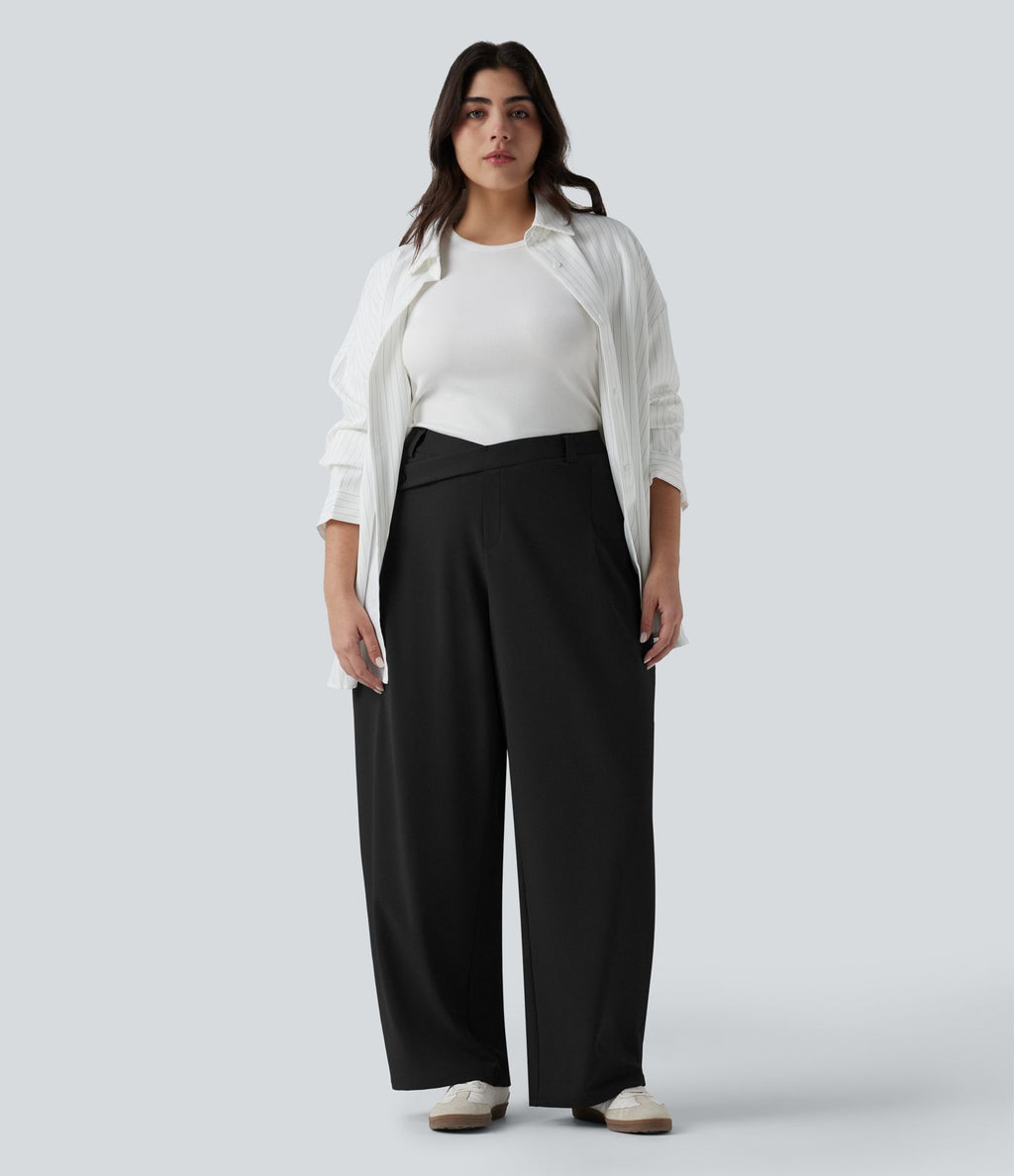 Halara Flex™ DayStretch Pantalon tailleur grande taille asymétrique fuselé taille haute avec poches