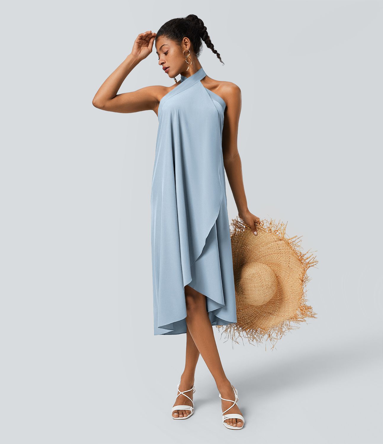 Jupe fluide de Vacances Breezeful™ Séchage Rapide Taille Haute Dos Noué Torsadé