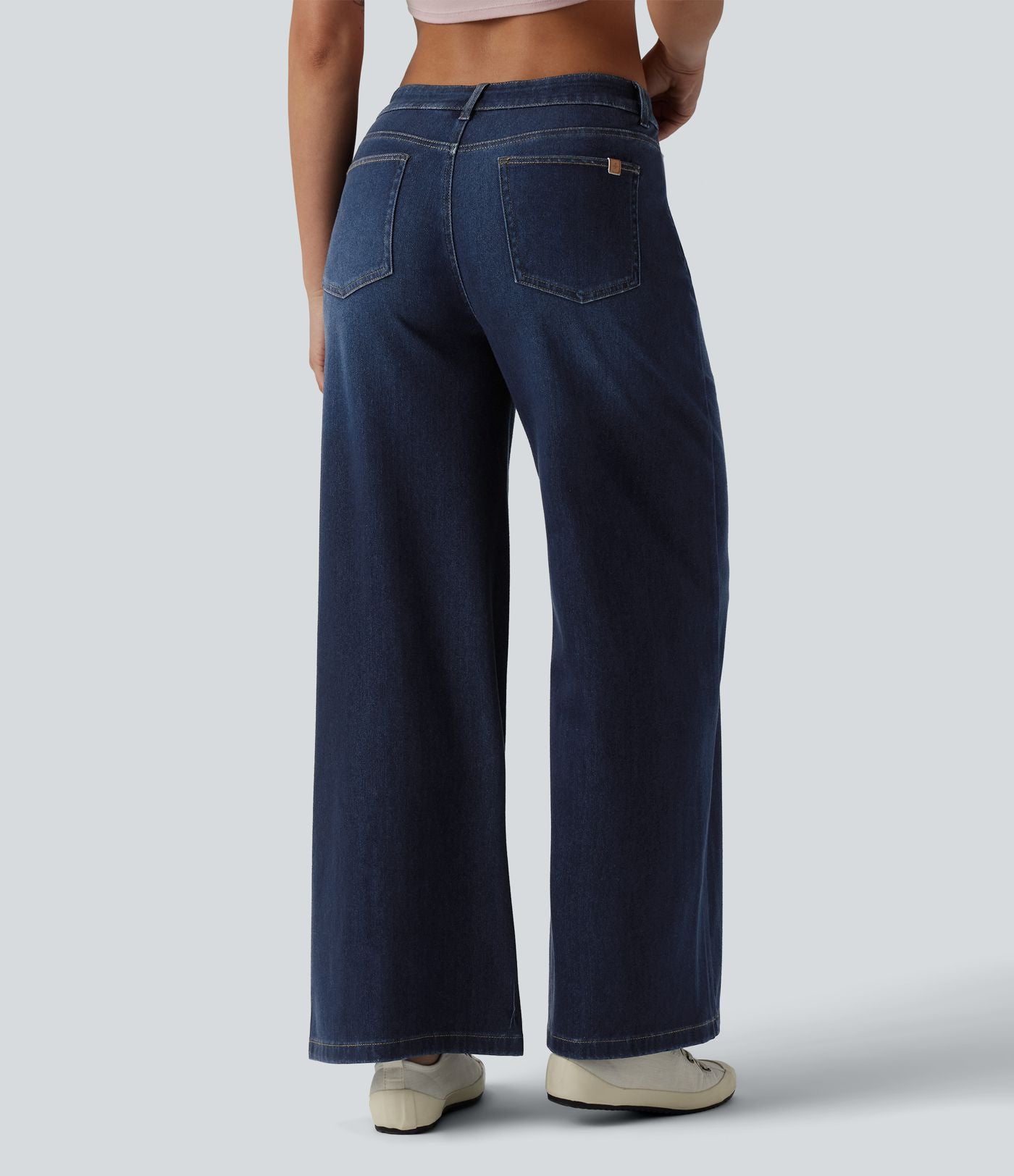 Halara Flex™ Jean droit casual taille mi-haute en lyocell drapé, avec poches
