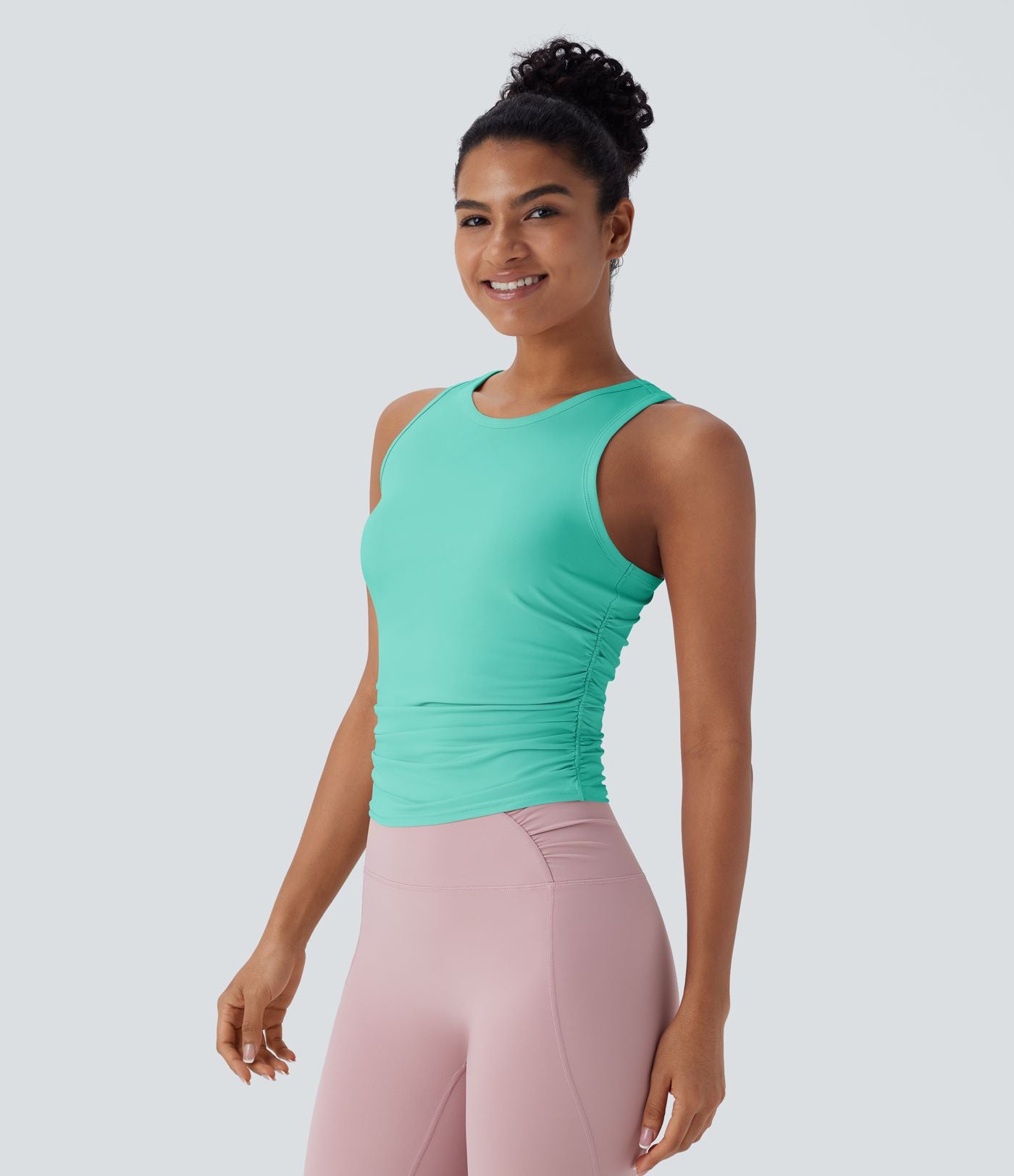 Débardeur de yoga dos nageur froncé col rond