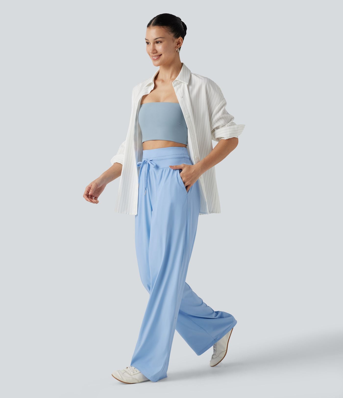 Pantalon large décontracté, taille haute, cordon de serrage, à effet frais InstantCool, avec poches, protection solaire UPF50+