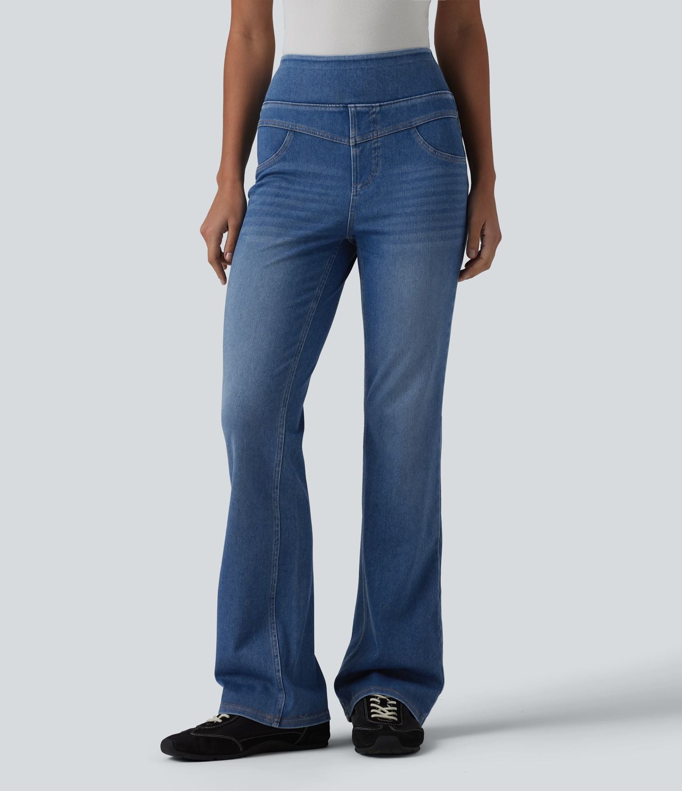 Jean Halara Flex™ taille haute évasé slim décontracté avec poches