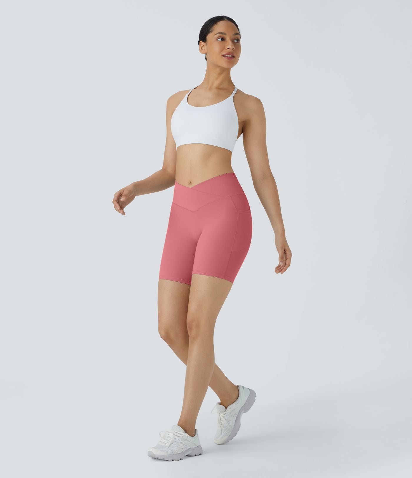 Softlyzero™ Short 17,5cm Yoga Taille Haute Crossover avec Poches Latérales