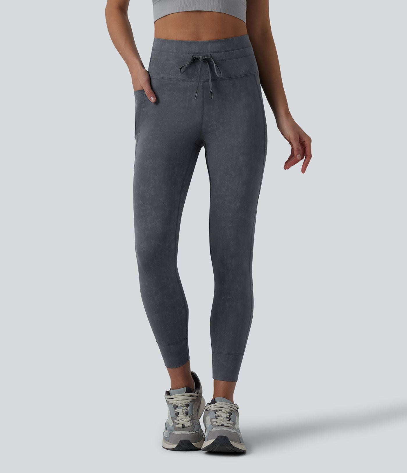 Legging casual 7/8 taille haute avec cordon de serrage et poches