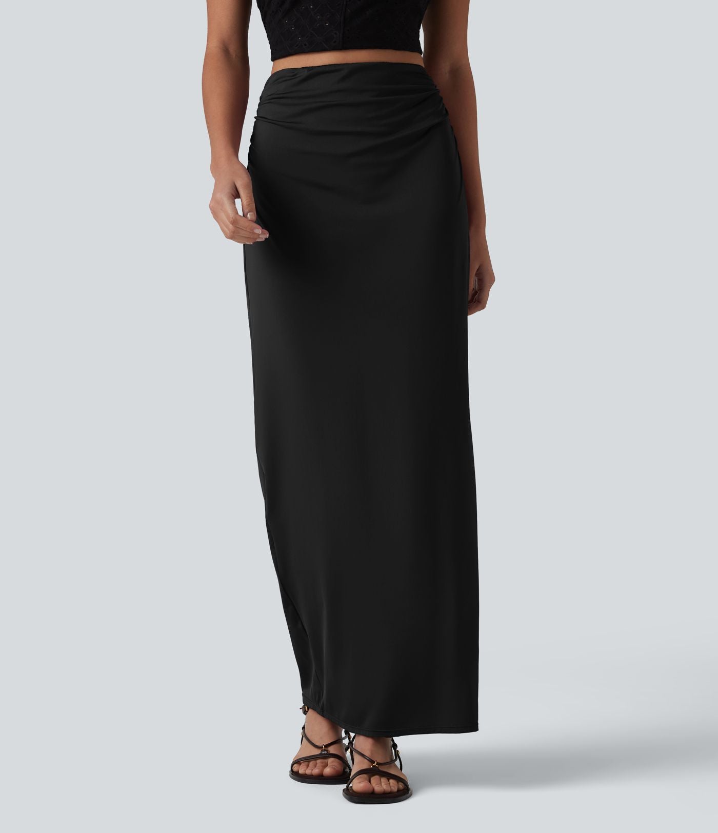 Jupe crayon longue taille haute effet frais InstantCool avec fronces