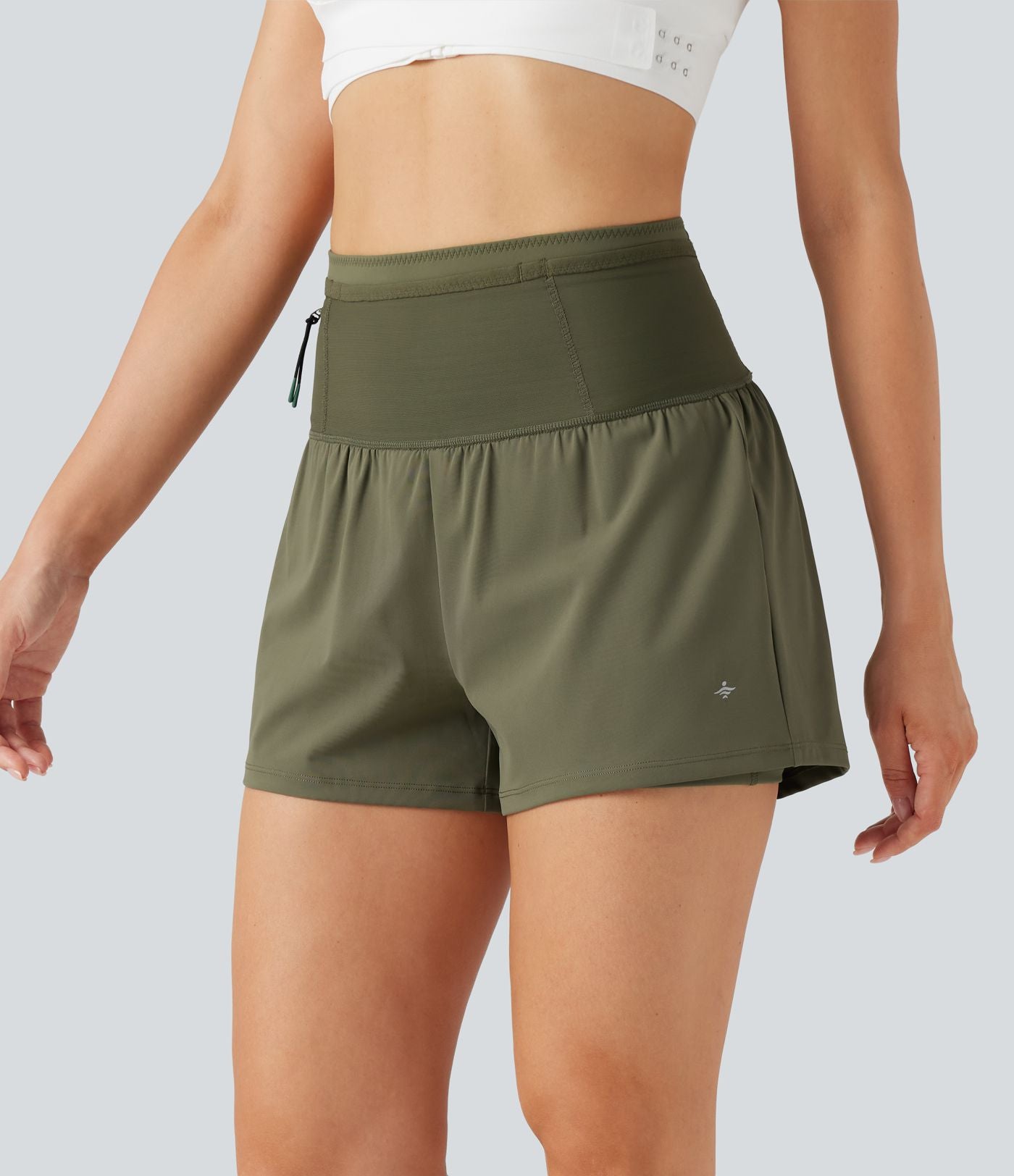Short de course SpeedWave™ taille haute mesh contrastant 2-en-1 séchage rapide avec multiples poches