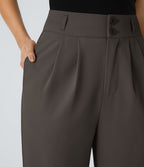 Pantalon de travail Halara Flex™ droit froncé avec poche zippée, taille haute