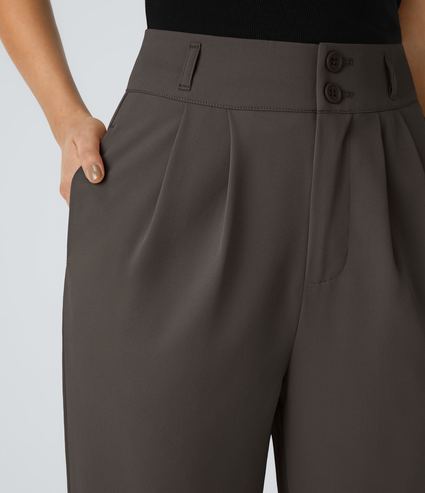 Pantalon de travail Halara Flex™ droit froncé avec poche zippée, taille haute