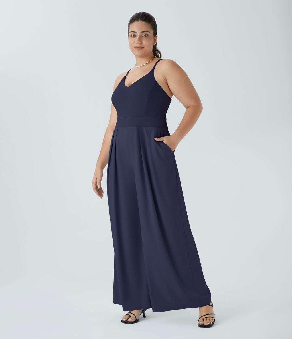 Breezeful™ Combinaison Dos Nu Poche Zippée Invisible Sur le Côté Jambe Large Séchage Rapide Grande Taille