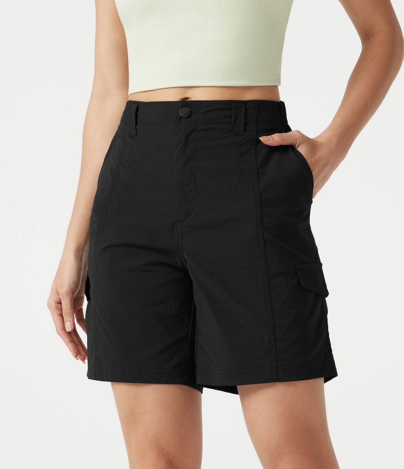 Short cargo bermuda taille mi-haute 17,5 cm avec poches