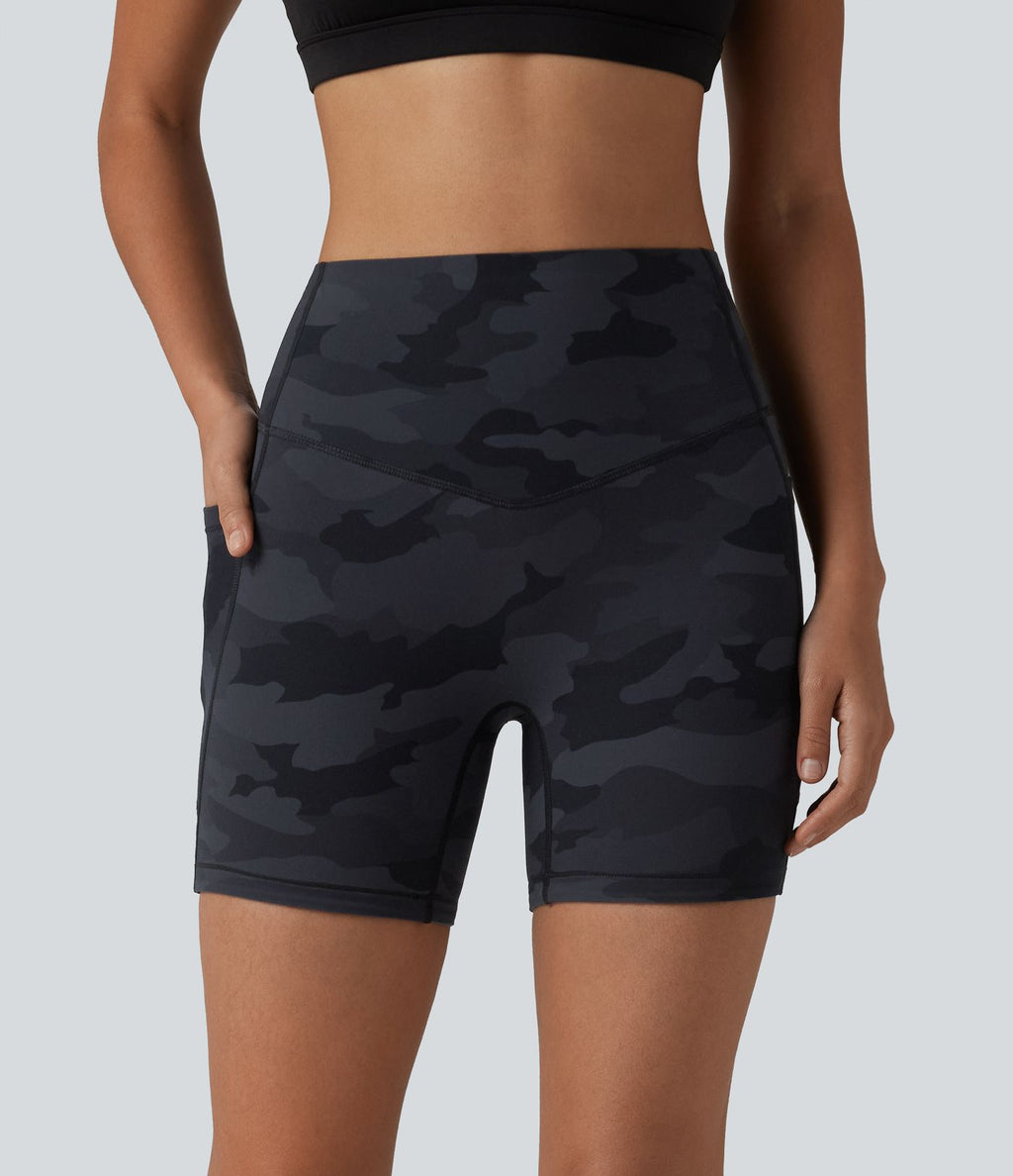 Short cycliste Halara UltraSculpt™ imprimé camouflage taille haute gainant 12,5 cm avec poches