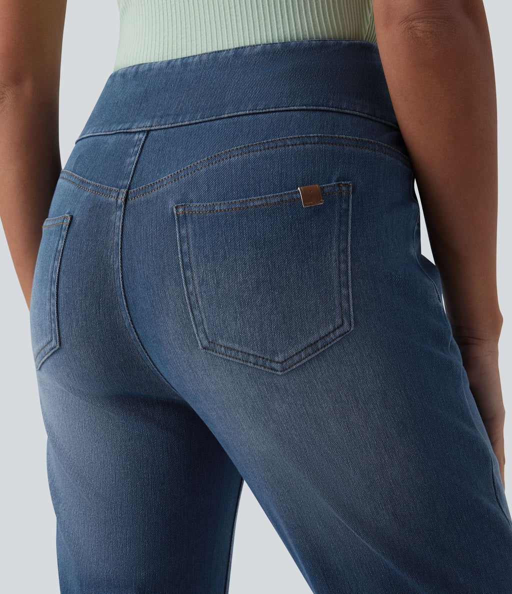 Halara Flex™ Jean 7/8 casual taille haute ventre plat à ourlet retroussé, avec poches