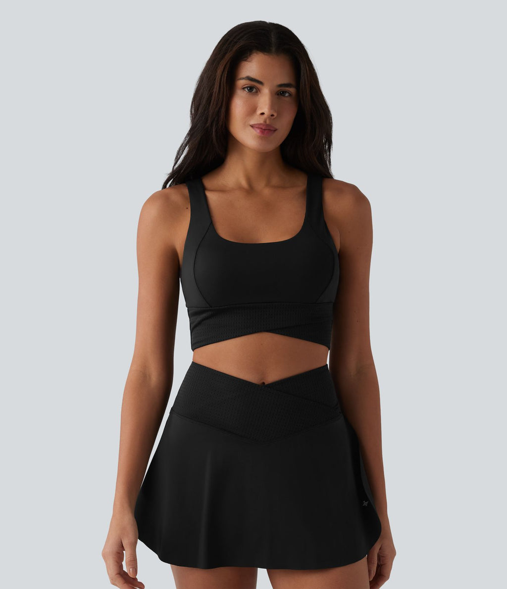 Débardeur de yoga court col U avec brassière intégrée