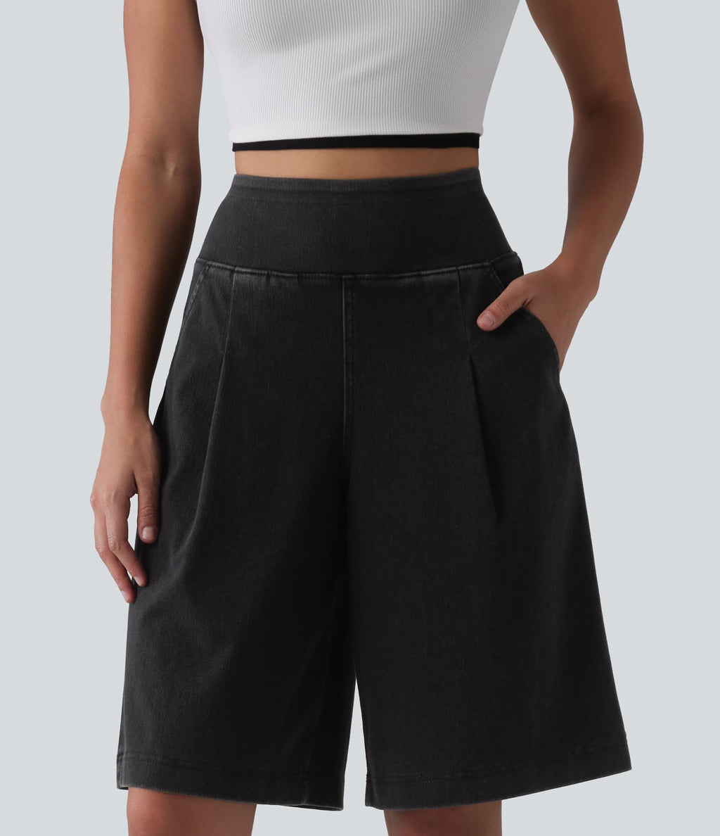 Halara Flex™ Short ample en jean décontracté taille haute 25 cm avec poches