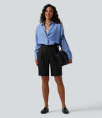 Short tailleur taille haute avec poches