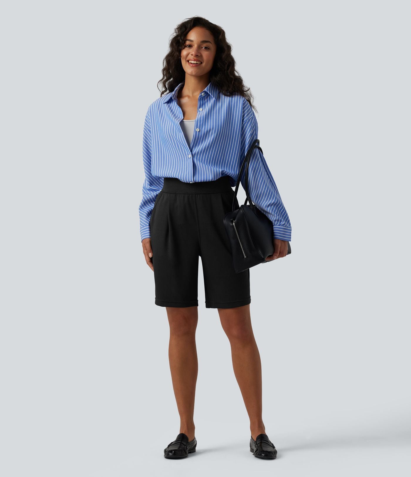 Short tailleur taille haute avec poches