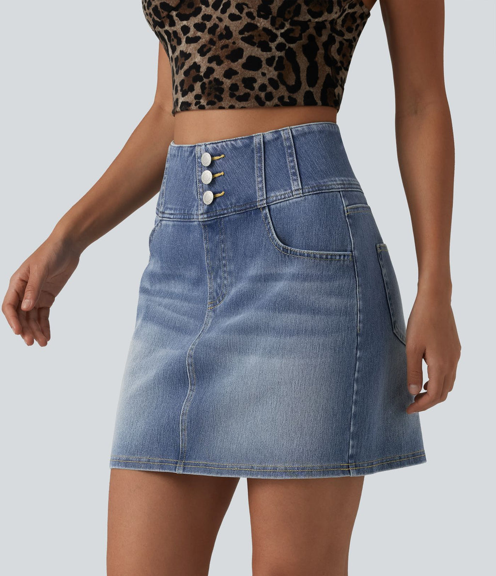 Halara Flex™ Jupe mini décontractée en jean taille haute avec poches