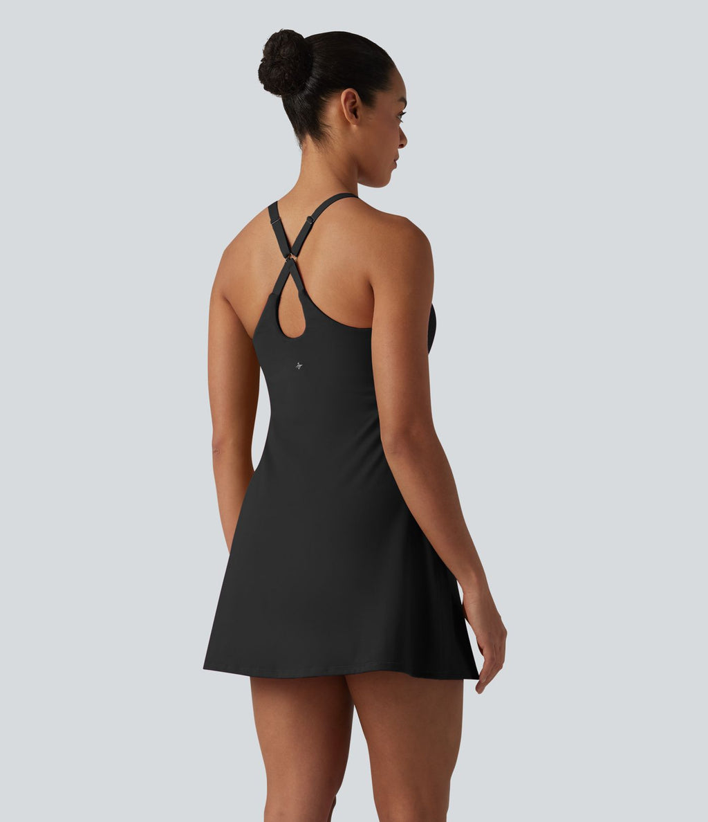 Robe de danse SoftlyZero™ Plush effet push-up dos nu avec bretelles réglables croisées et brassière intégrée bonnets E-G – Édition Easy Peasy