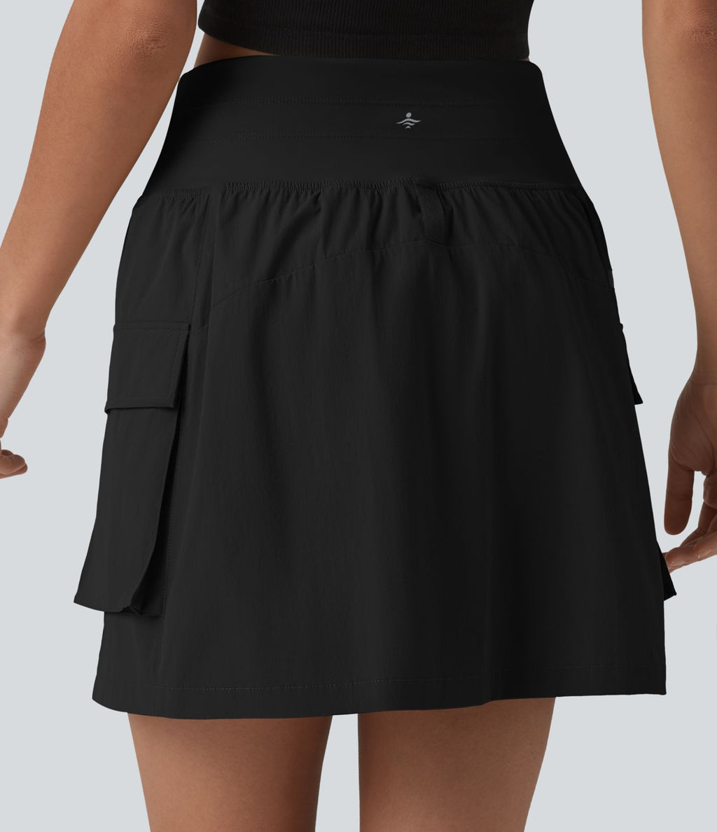 Jupe mini de randonnée 2 en 1 taille haute avec cordon de serrage et poches