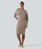 Robe pull midi casual à manches longues