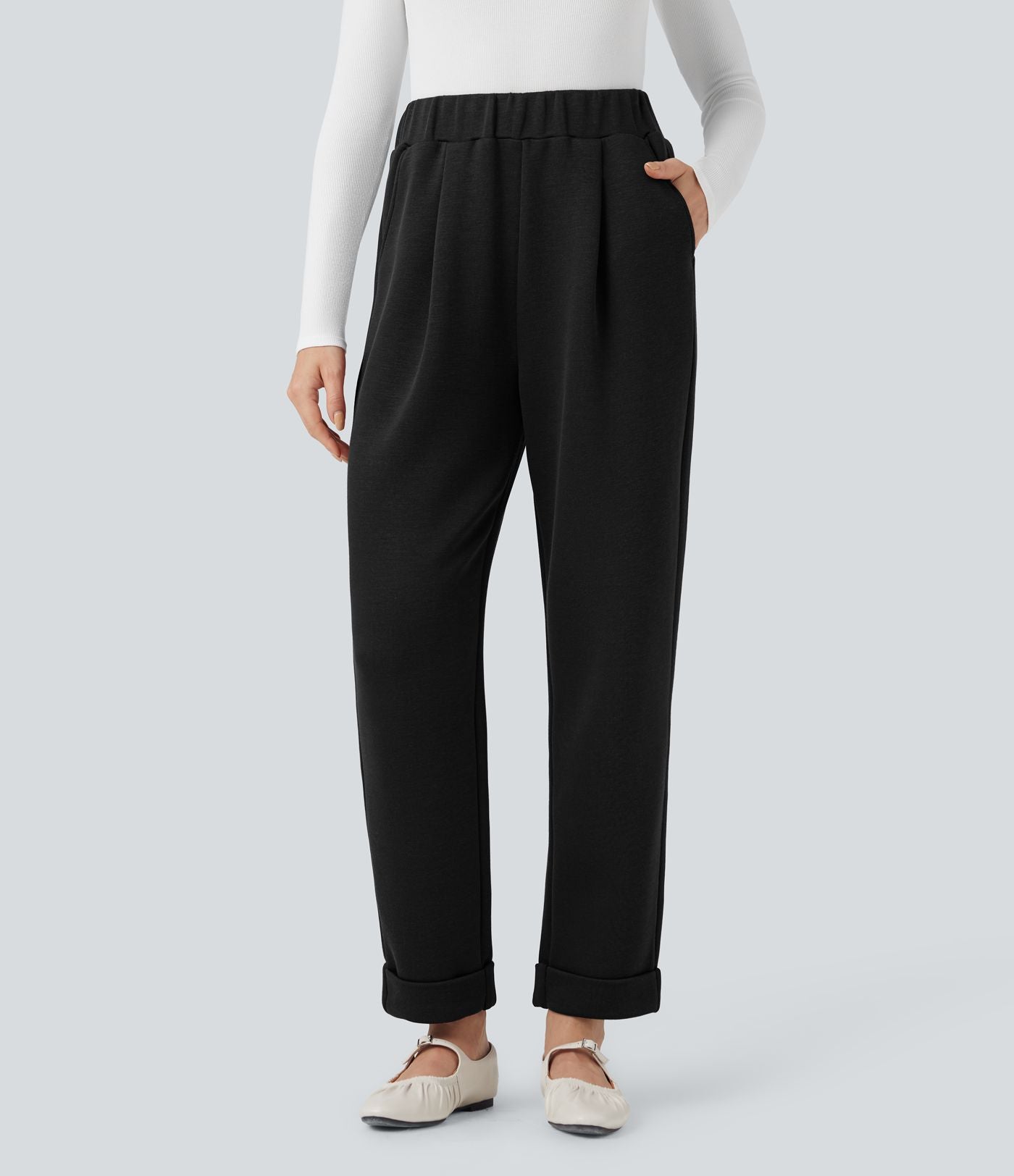 Pantalon décontracté SpacerTek™ taille haute, coupe fuselée avec poches