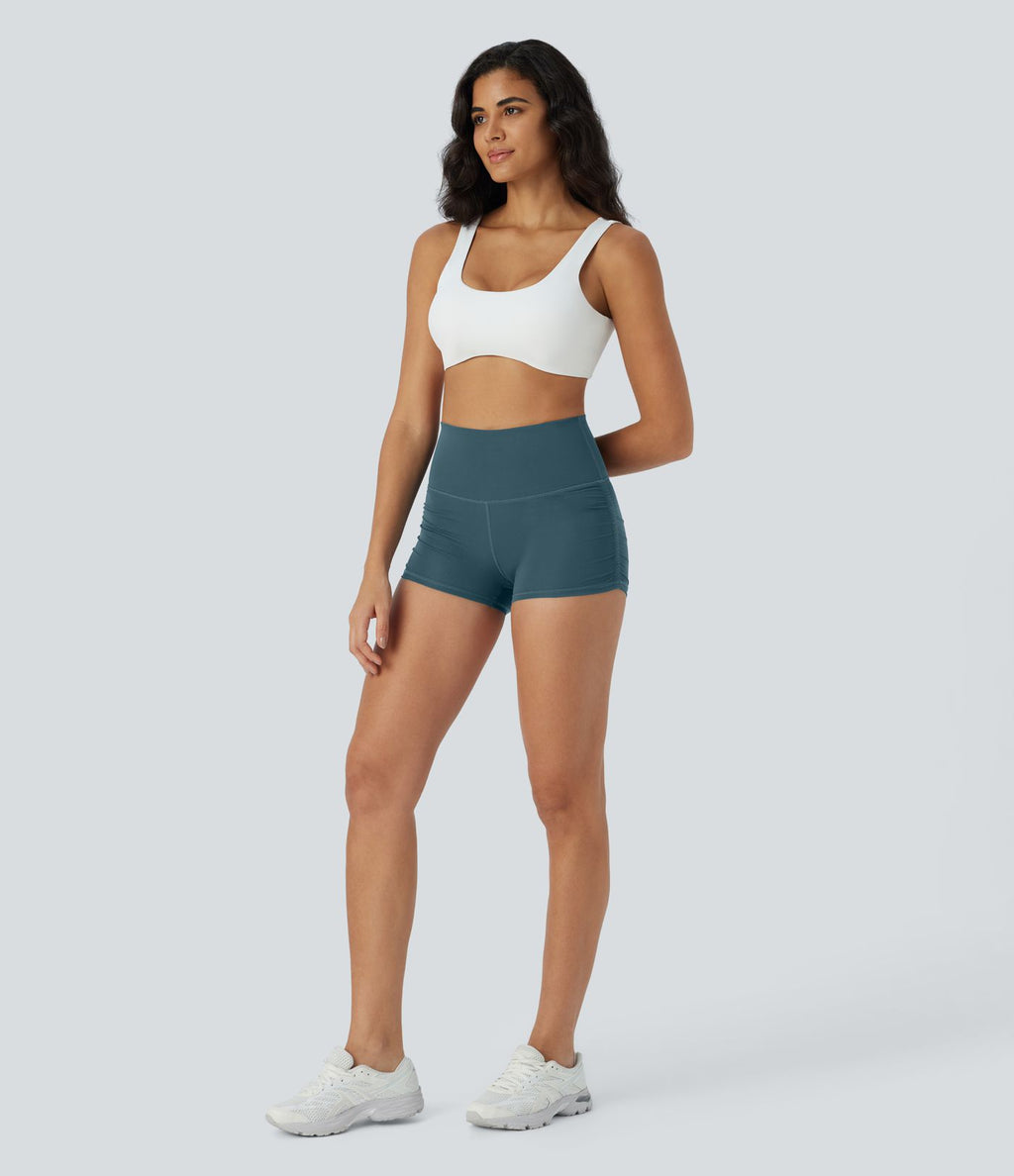 Short cycliste 6 cm de course gainant taille haute avec fronces et séchage rapide SoftlyZero™
