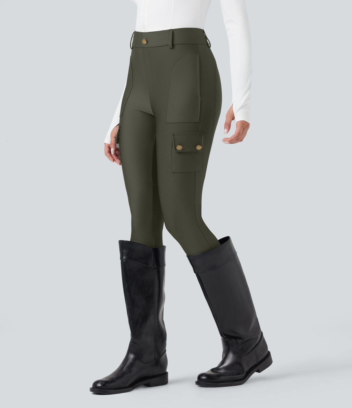 Legging 7/8 brillant taille haute avec poches