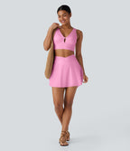 Jupe-short 2-en-1 mini de vacances taille haute croisée à séchage rapide avec poches latérales effet frais InstantCool