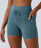 Short cycliste de yoga Halara UltraSculpt™ chiné, taille haute, cordon de serrage, séchage rapide, 12,5 cm, avec poches