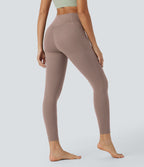 Halara UltraSculpt™ Legging Yoga 7/8 à Taille Haute Croisée avec Contrôle du Ventre et Push-up Toucher Frais Poches Latérales