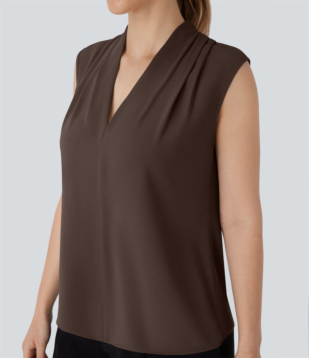 Blouse sans manches col V pour le bureau