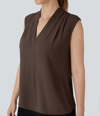 Blouse sans manches col V pour le bureau