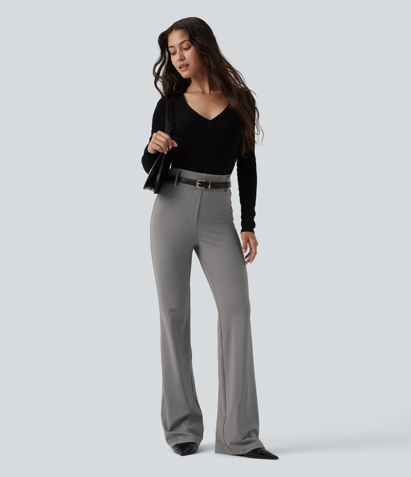 Pantalon tailleur évasé taille haute avec poches Halara Flex™