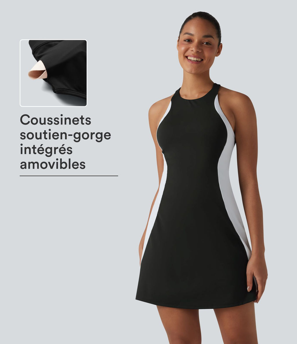 Robe de tennis courte 2-en-1 SoftlyZero™ Airy effet frais InstantCool avec brassière intégrée, color block et poches, accès facile Easy Peasy, protection solaire UPF50+