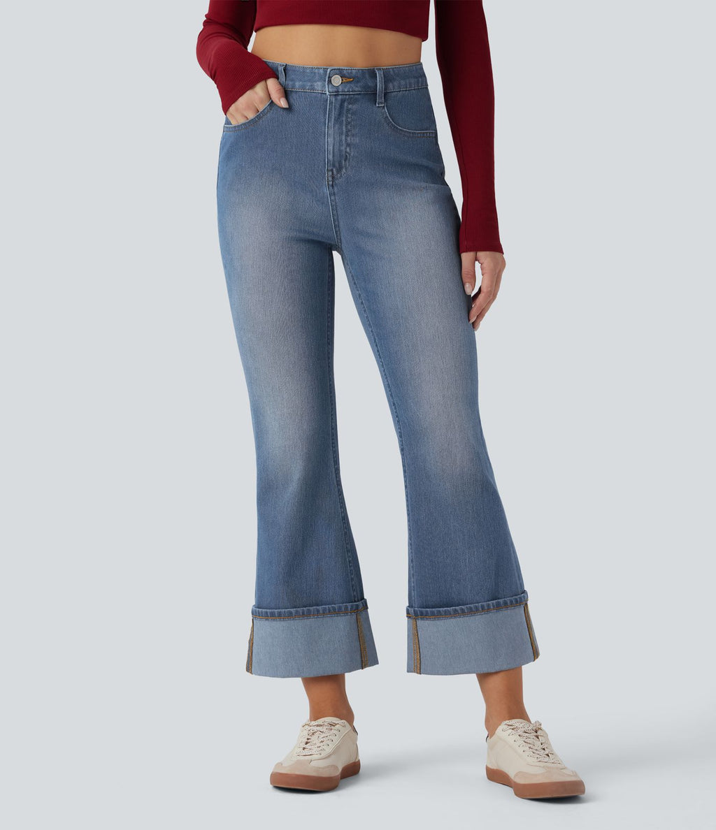 Jean décontracté Halara Flex™ évasé 7/8 taille haute ourlet retroussé avec poches