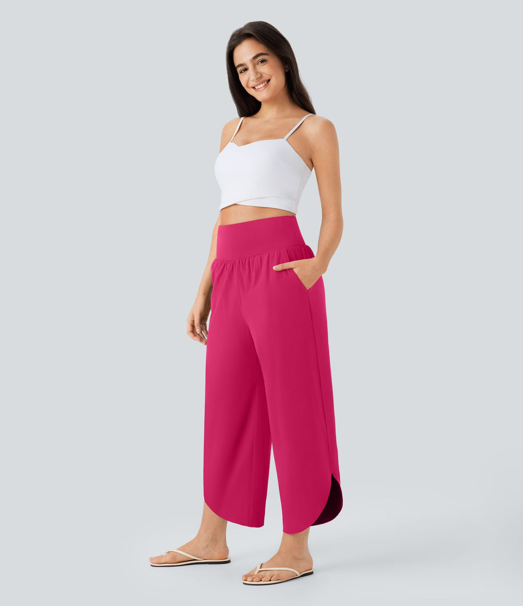 Pantalon fluide resort Breezeful™ à séchage rapide, coupe fendue et effet ventre plat