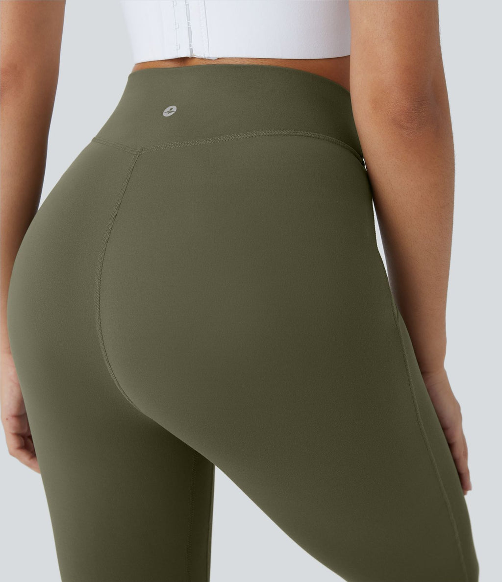 Softlyzero™ Legging Taille Haute Empiècement en Maille Contrastante Lacets Croisés Longueur 7/8