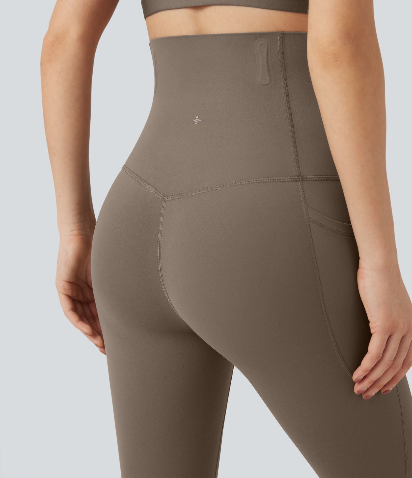 Pantalon large fluide décontracté gainant taille haute avec poches