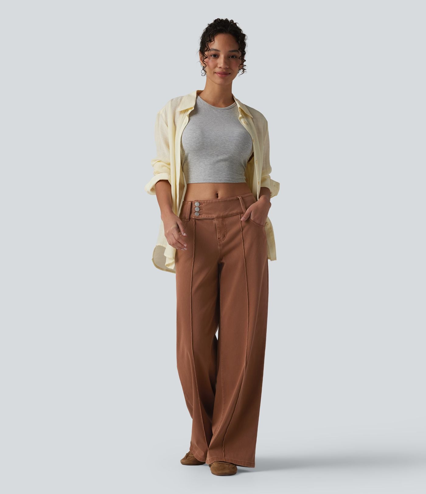 Halara Flex™ Jean droit coloré taille basse avec poches