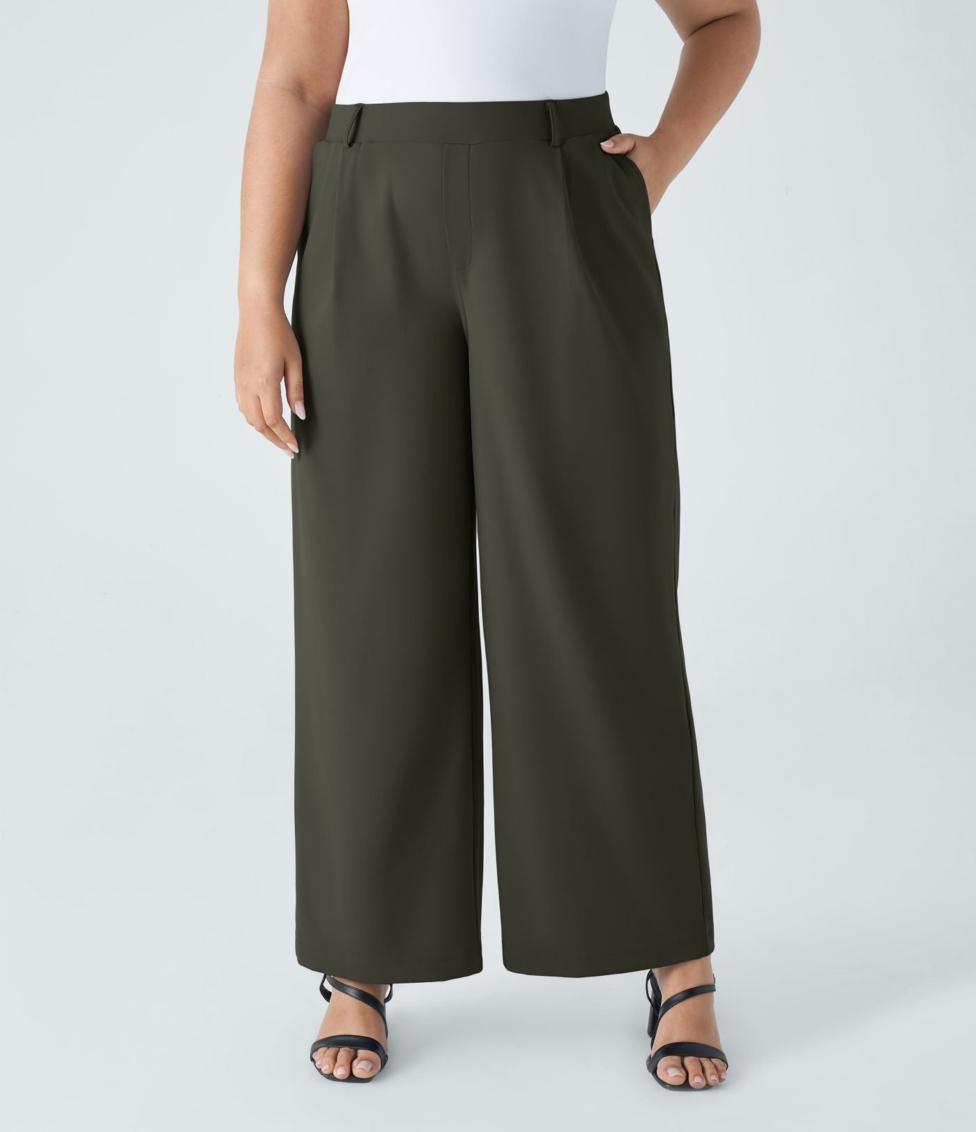 Pantalon de travail grande taille coupe droite taille haute Halara Flex™ DayStretch avec poches